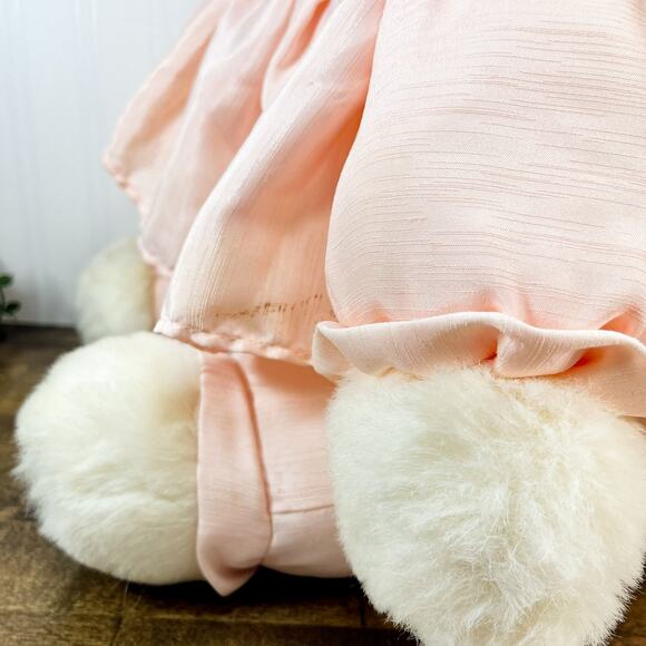 Chrisha Playful Plush Bunny Rabbit Stuffed Animal Pink Dress 20" 1988 VTG - Picture 10 of 13